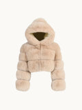 CROPPED MINI HOODED COAT BEIGE